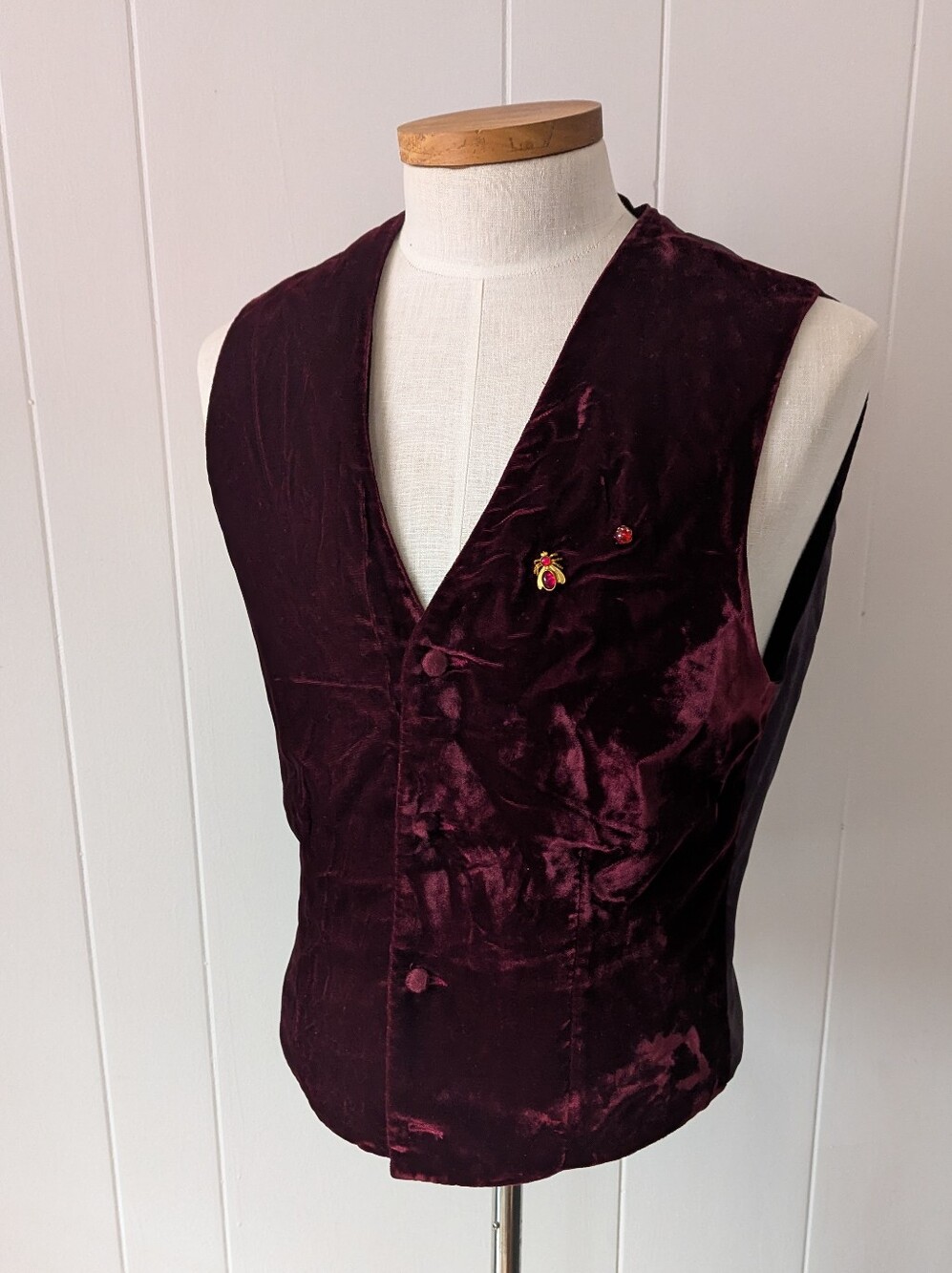 Vintage Wine Burgandy Velvet Waistcoat Vest By Letters Size M